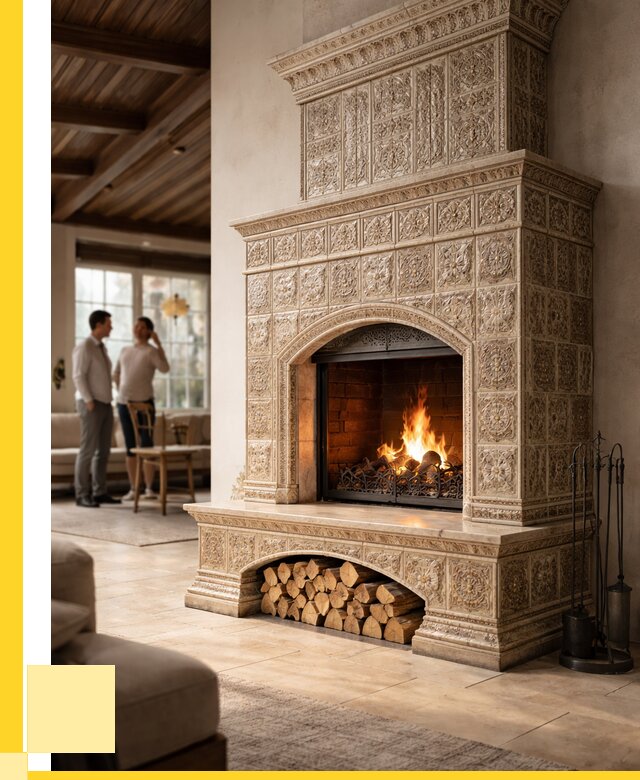 Купить изразцовый камин в Лиски от 273525 р. | ЭриданЛск