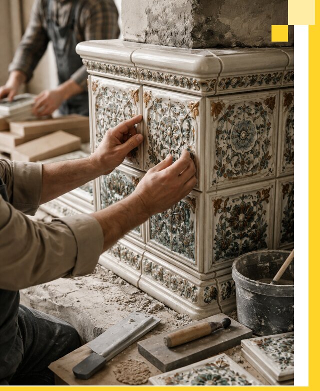 Изразцовые камины под ключ в Лиски: проект и монтаж