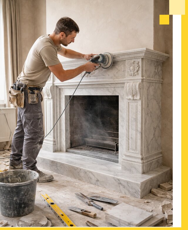 Изготовление и установка мраморных каминов в Лиски под ключ