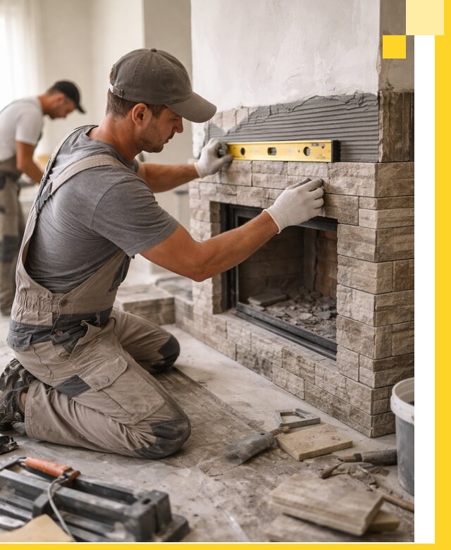 Облицовка каминов в Лиски, монтаж и отделка натуральным камнем