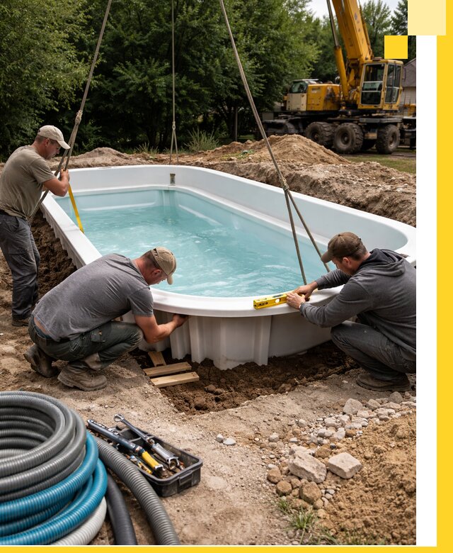 Установка и монтаж композитных бассейнов под ключ в Лиски