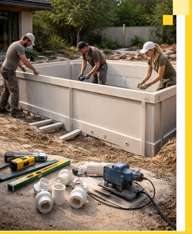 Установка полипропиленовых бассейнов под ключ в Лиски