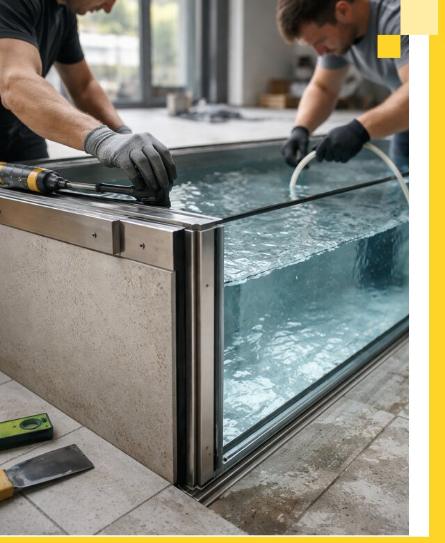 Проектирование и монтаж стеклянных бассейнов в Лиски