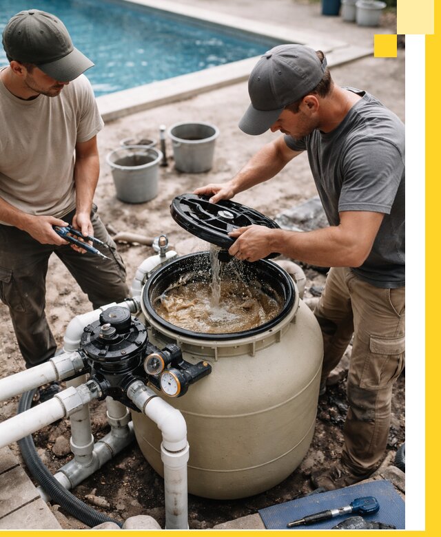 Установка и обслуживание песочных фильтров для бассейнов в Лиски