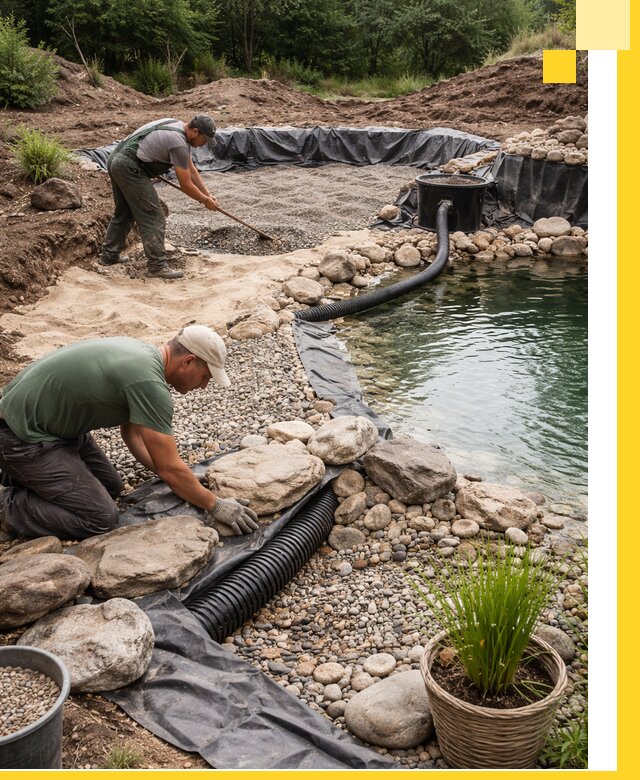Строительство природных бассейнов и озер в Лиски под ключ