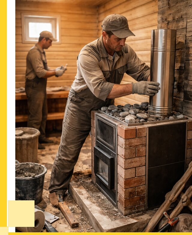 Монтаж печи в бане под ключ в Лиски от 21882 р. | ЭриданЛск