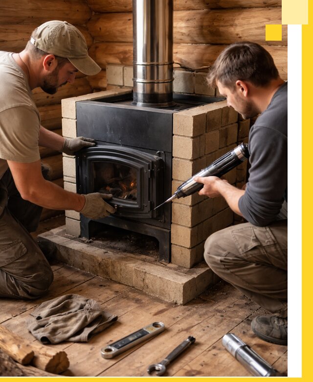 Монтаж и установка печи в бане под ключ с гарантией в Лиски