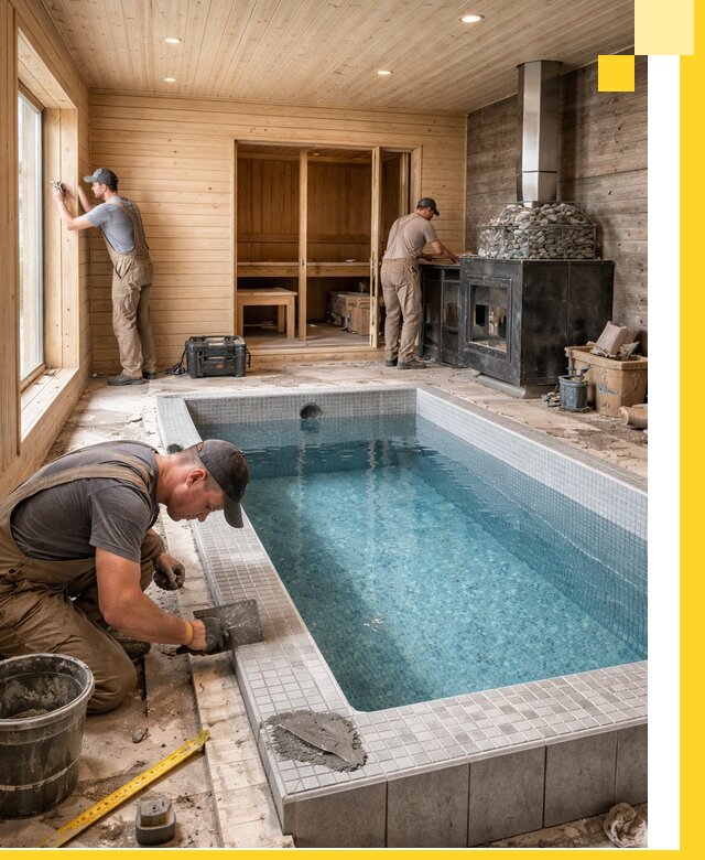 Проект бани с бассейном и сауной в Лиски под ключ