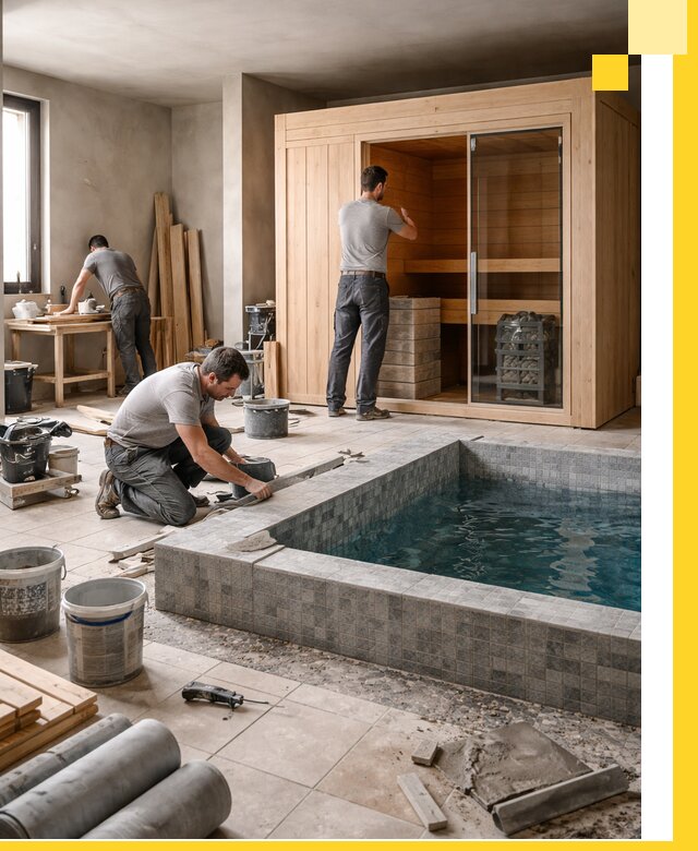 SPA зоны под ключ с бассейном сауной и печью в Лиски